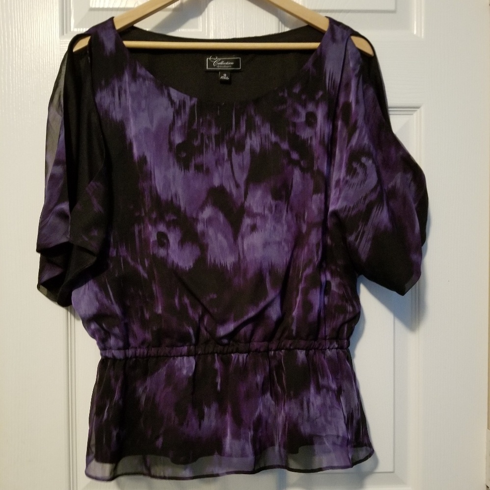 Cold shoulder double layer blouse